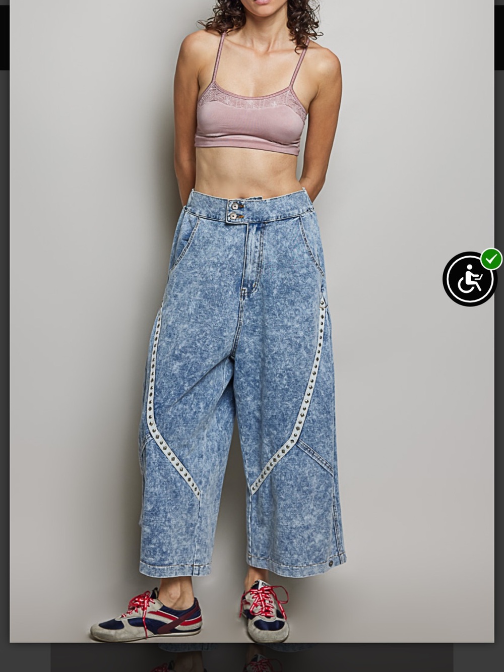 Pol High-Waist Acid Wash Wide Leg Jeans Pants - Blue